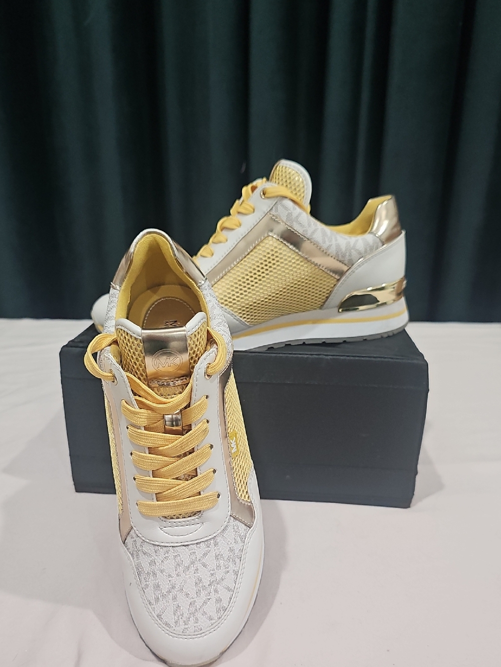 Michael Kors Yellow, White & Gold Women's Fashion Sneakers
